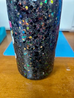 black sparkly ghost themed snow globe cup