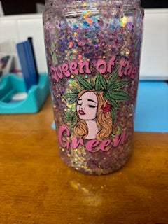 pink marijuana theme snow globe cup