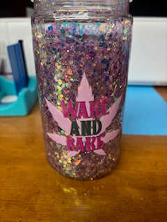 pink marijuana theme snow globe cup