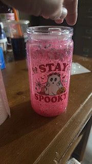pink ghost snow globe cup