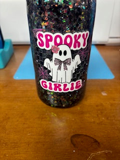 black sparkly ghost themed snow globe cup