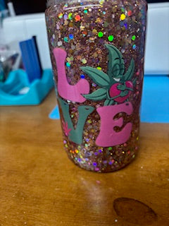 pink and gold marijuana leaf snow globe cups