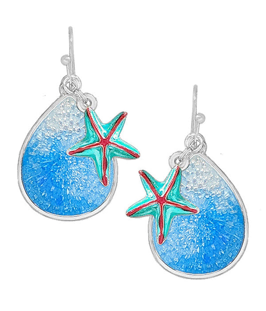 SEALIFE THEME EPOXY OCEAN DANGLE EARRING - STARFISH-0