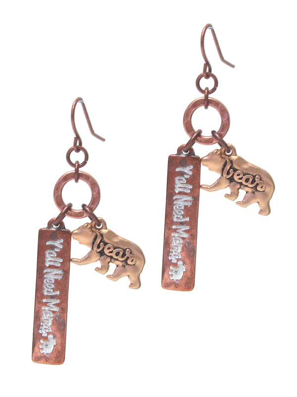 INSPIRATION MESSAGE BAR DROP EARRING - YOU ALL NEED MAMA-0