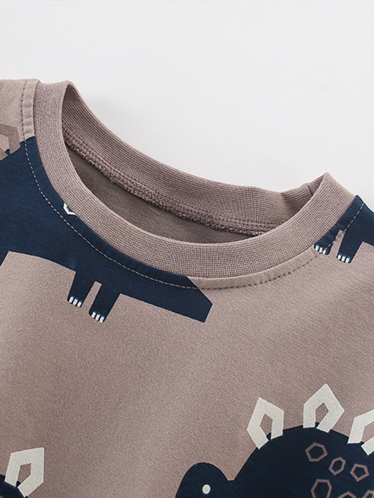 Arrival Summer Baby Kids Unisex Cartoon Dinosaur Pattern T-shirt and Shorts Clothing Set-1