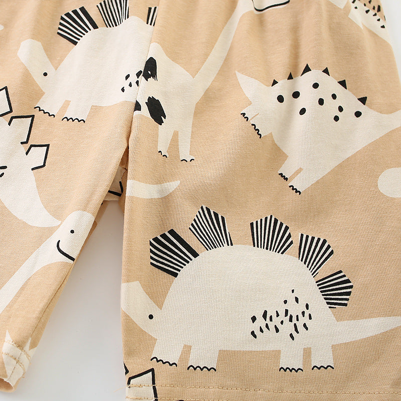 Summer Baby Kids Casual Animals Cartoon Pattern T-shirt and Shorts Clothing Set for Boys-2